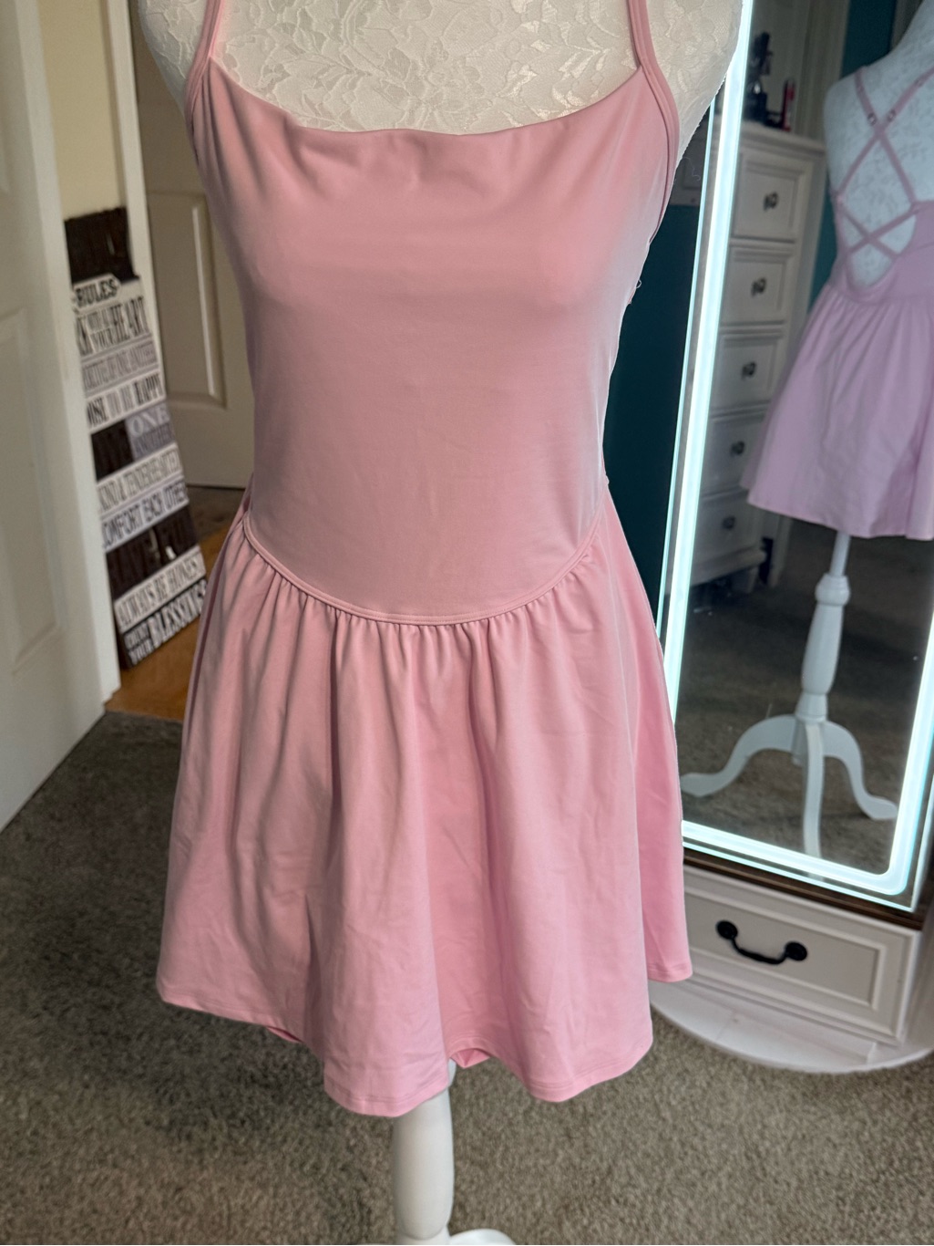 Gilly Hicks Pink Active Dress Size L Pull Down Shorts Pockets